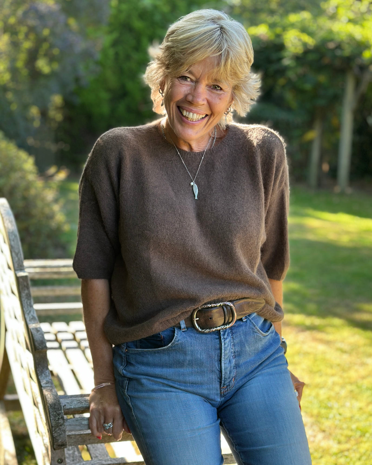 clothing Short Sleeve Alpaca Mix Jumper - Dark Chocolate
