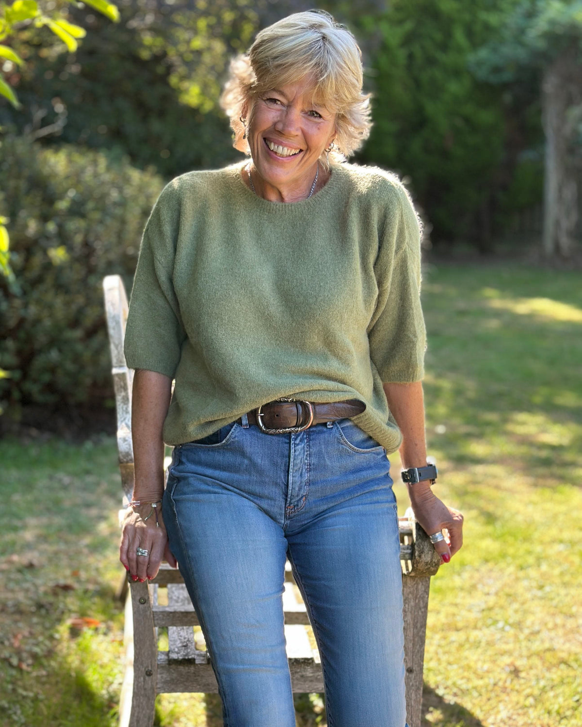 clothing Short Sleeve Alpaca Mix Jumper - Olive