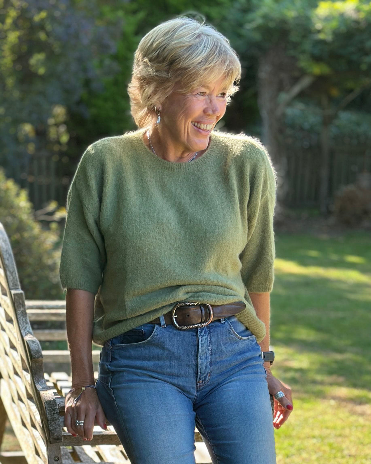 clothing Short Sleeve Alpaca Mix Jumper - Olive