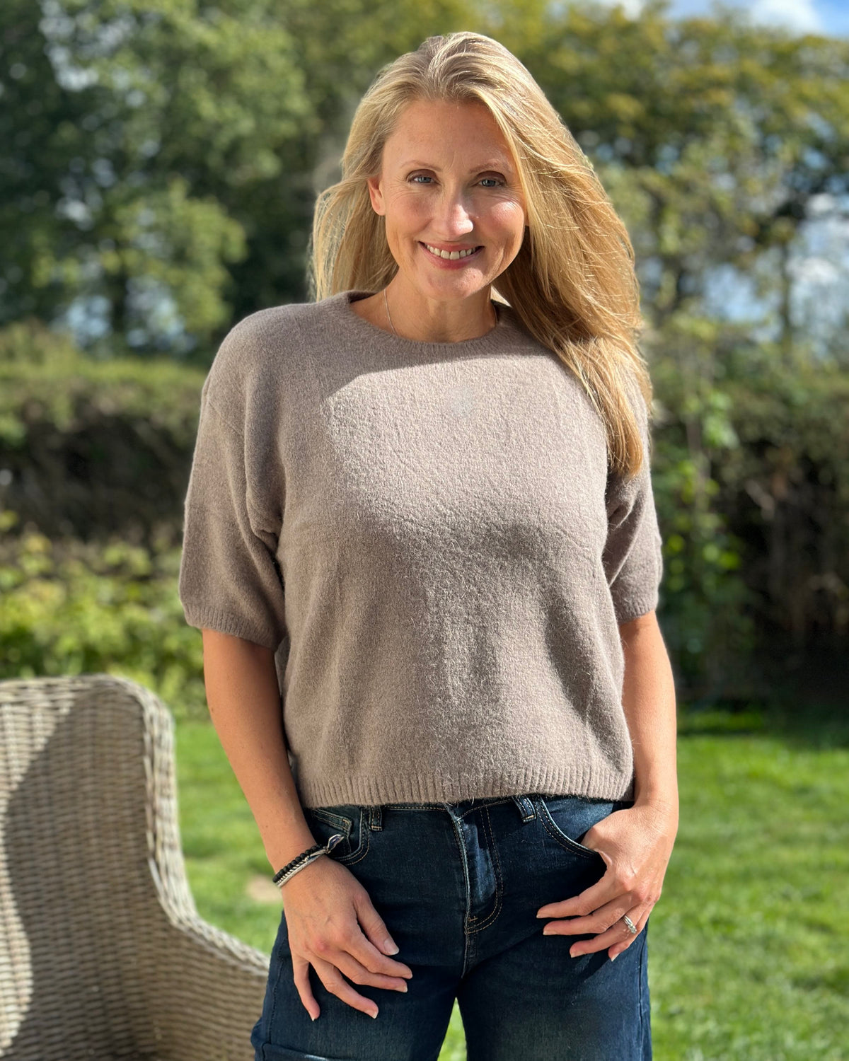 clothing Short Sleeve Alpaca Mix Jumper - Truffle