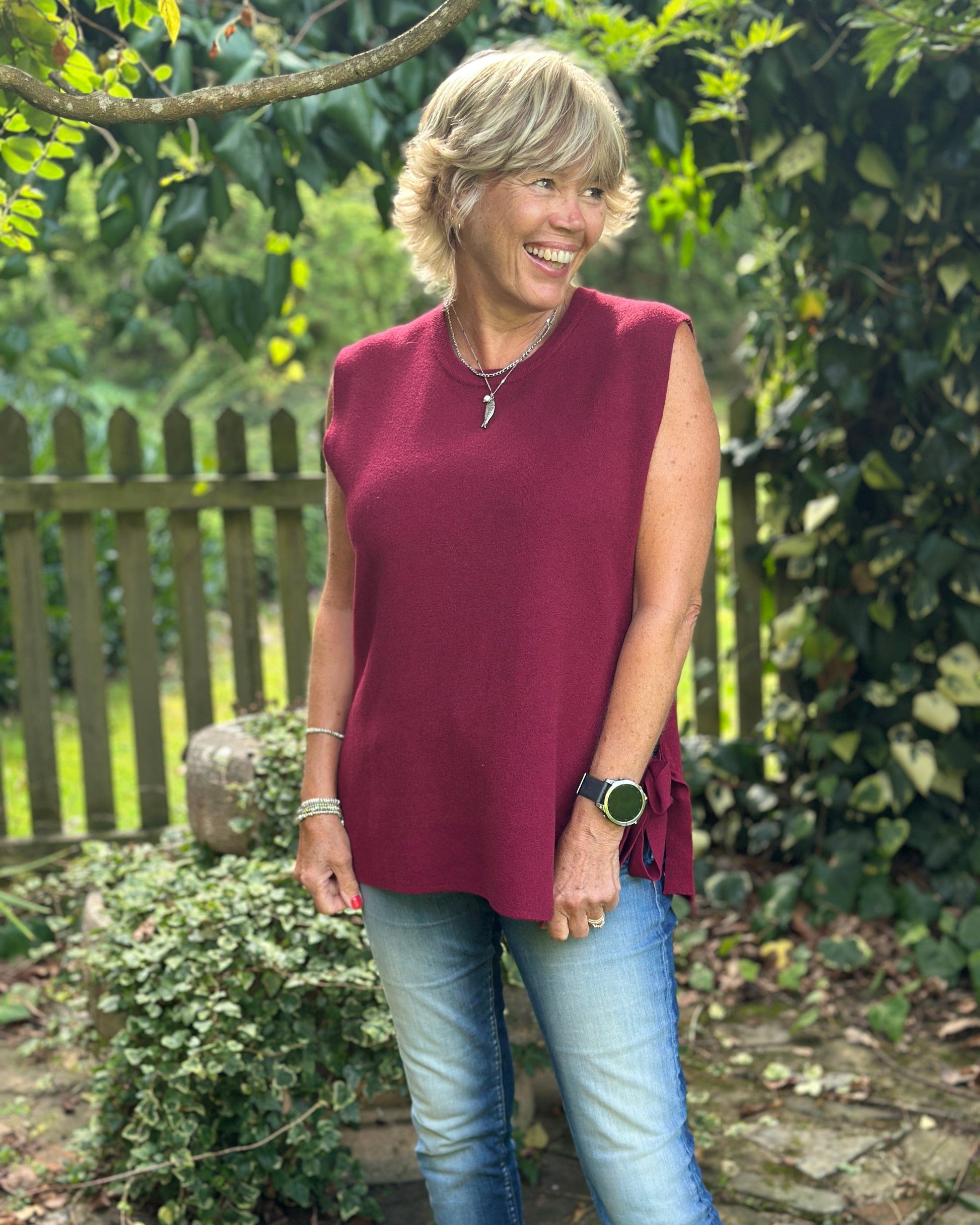 Clothing Side Tie Tank Top - Wine