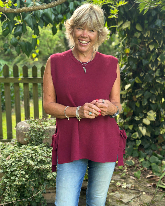 Clothing Side Tie Tank Top - Wine