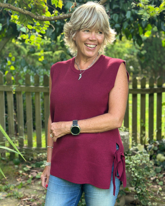 Clothing Side Tie Tank Top - Wine