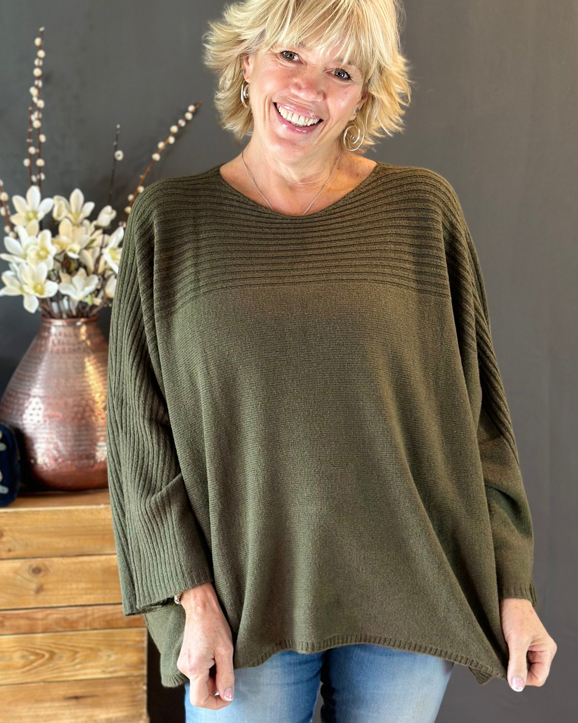 Khaki 2024 ribbed jumper