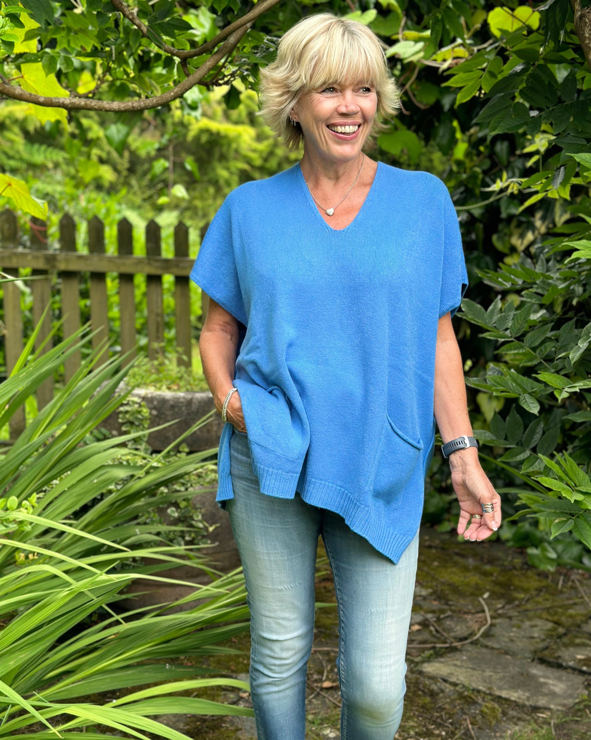 Clothing Sleeveless Poncho Jumper - Cornflower Blue