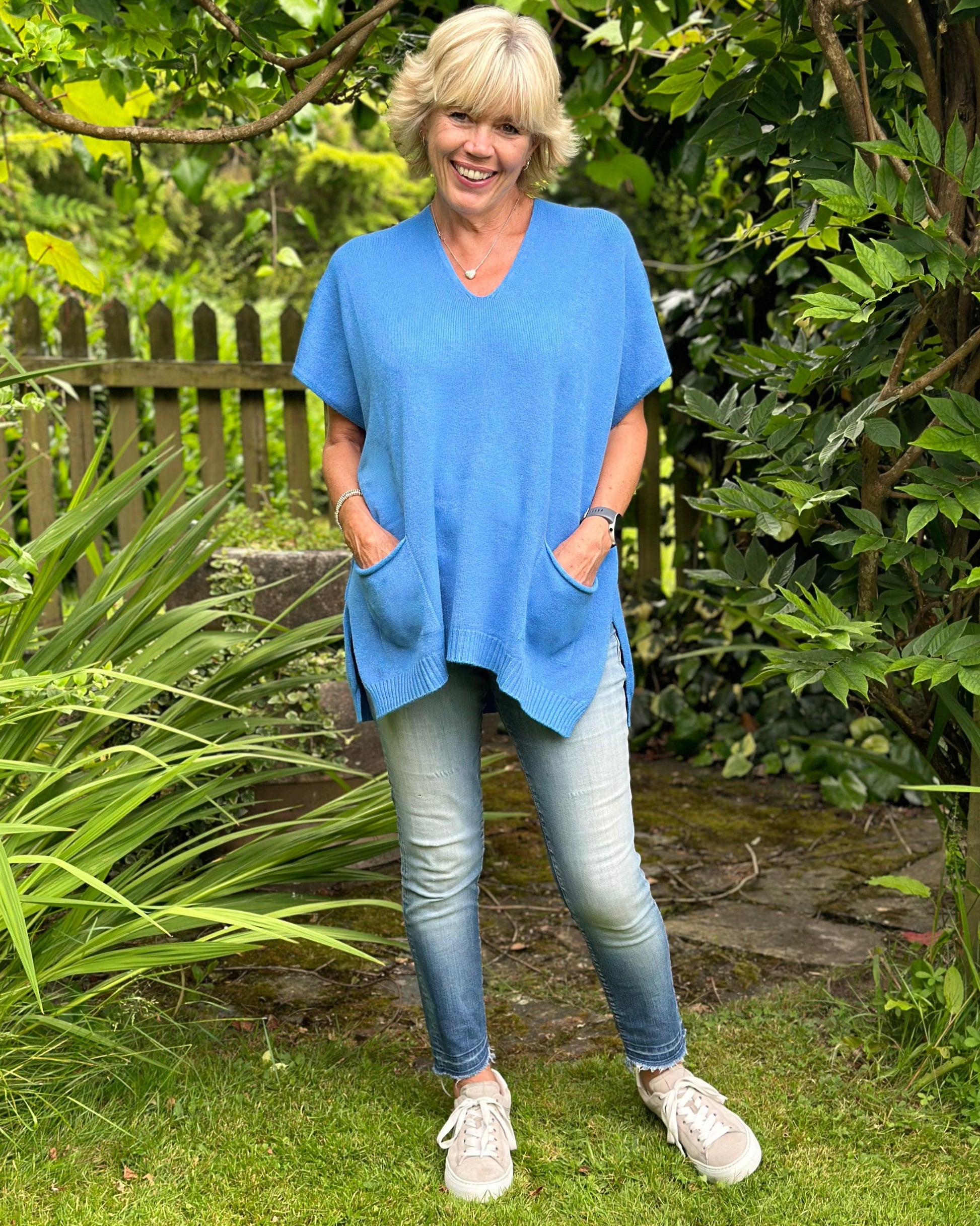 Clothing Sleeveless Poncho Jumper - Cornflower Blue