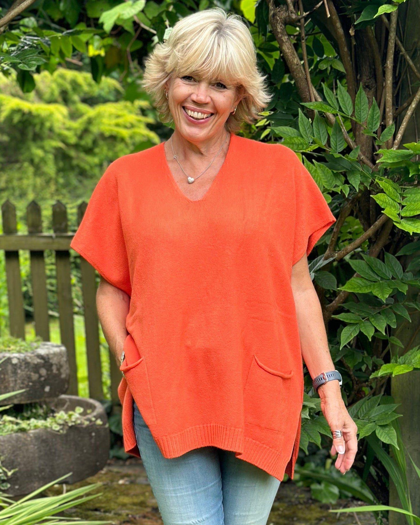 Clothing Sleeveless Poncho Jumper - Orange