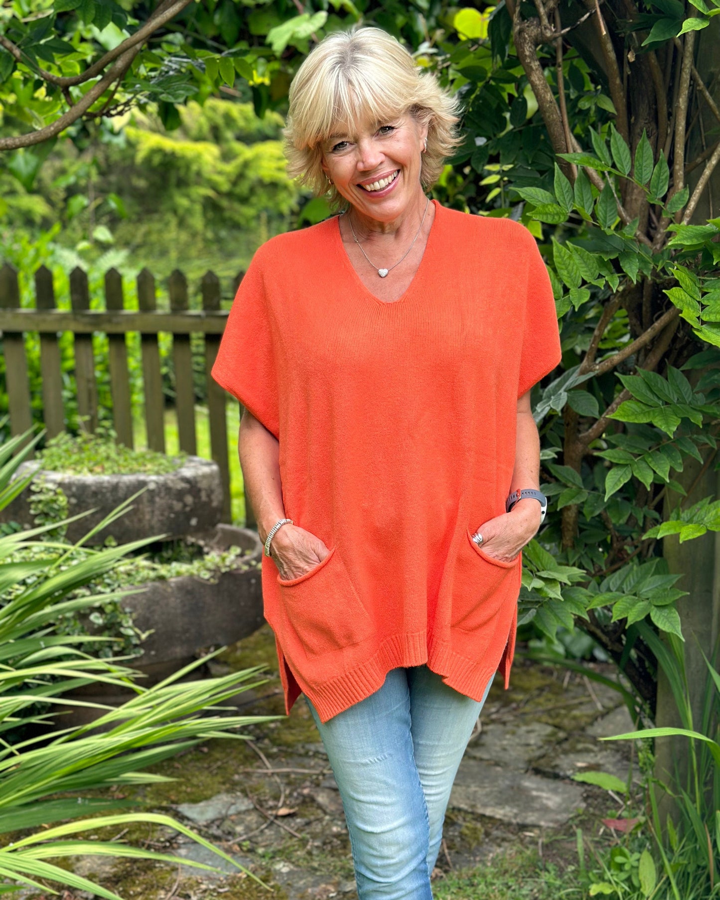 Clothing Sleeveless Poncho Jumper - Orange