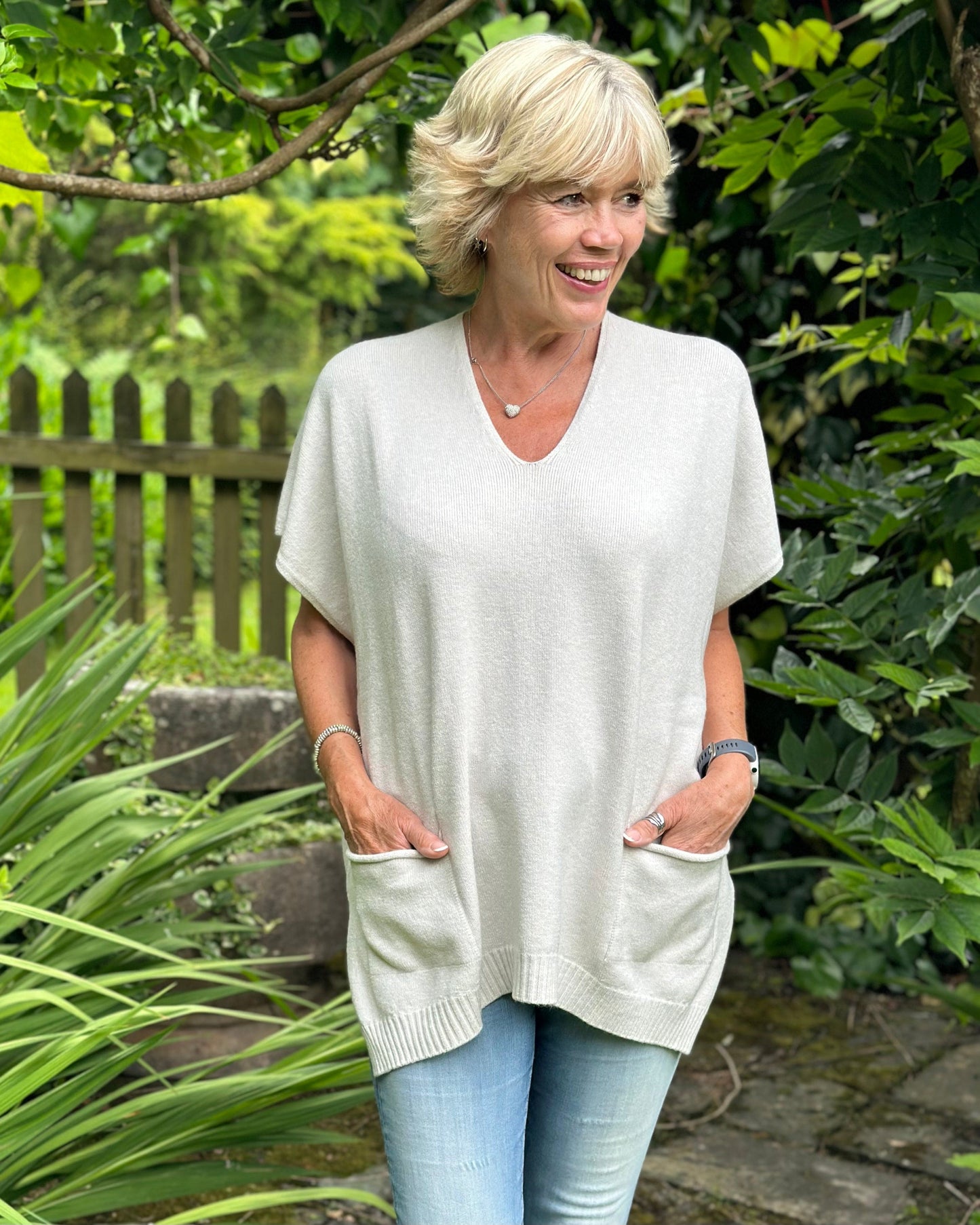 Clothing Sleeveless Poncho Jumper - Stone