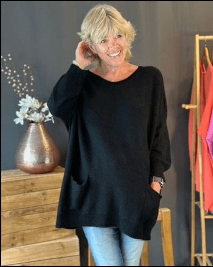 clothing Slouchy Pocket Jumper - Black