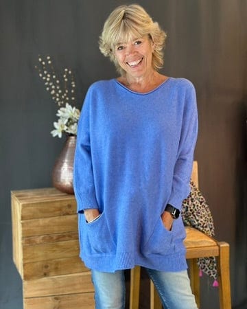 clothing Slouchy Pocket Jumper - Cornflower Blue