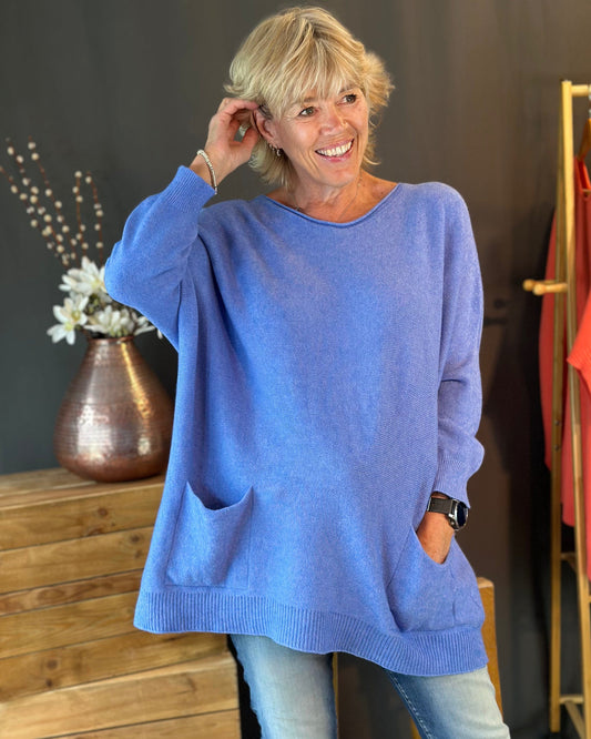 clothing Slouchy Pocket Jumper - Cornflower Blue