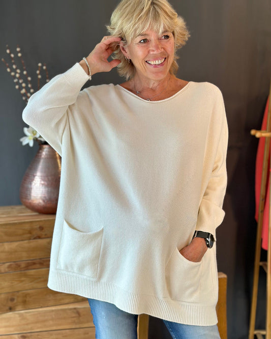 clothing Slouchy Pocket Jumper - Cream