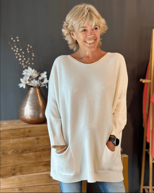 clothing Slouchy Pocket Jumper - Cream