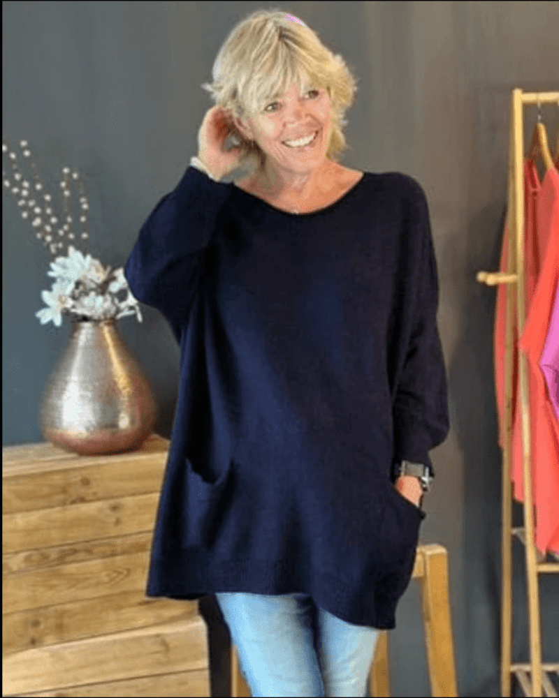 clothing Slouchy Pocket Jumper - Navy