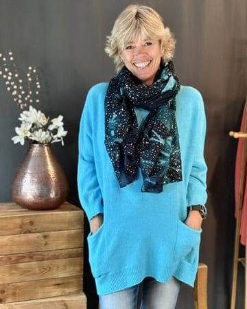 clothing Slouchy Pocket Jumper - Turquoise