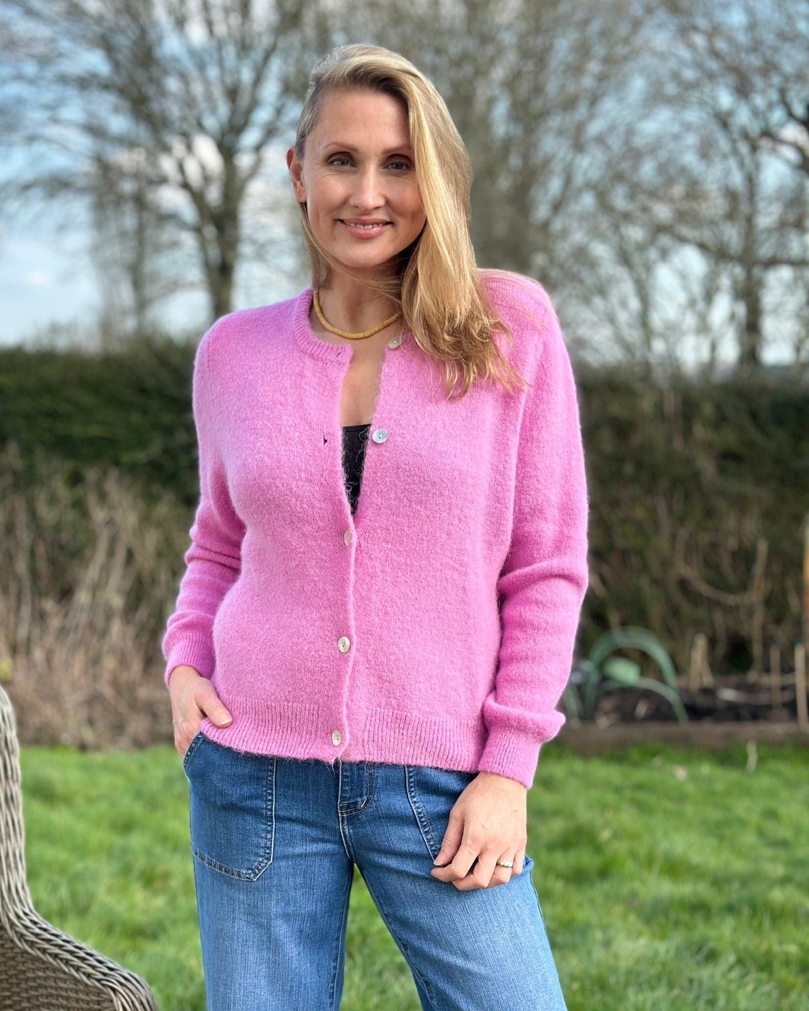 Clothing Soft Knit Alpaca Cardigan - Bubblegum Pink