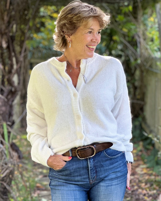 Clothing Soft Knit Alpaca Cardigan - Cream