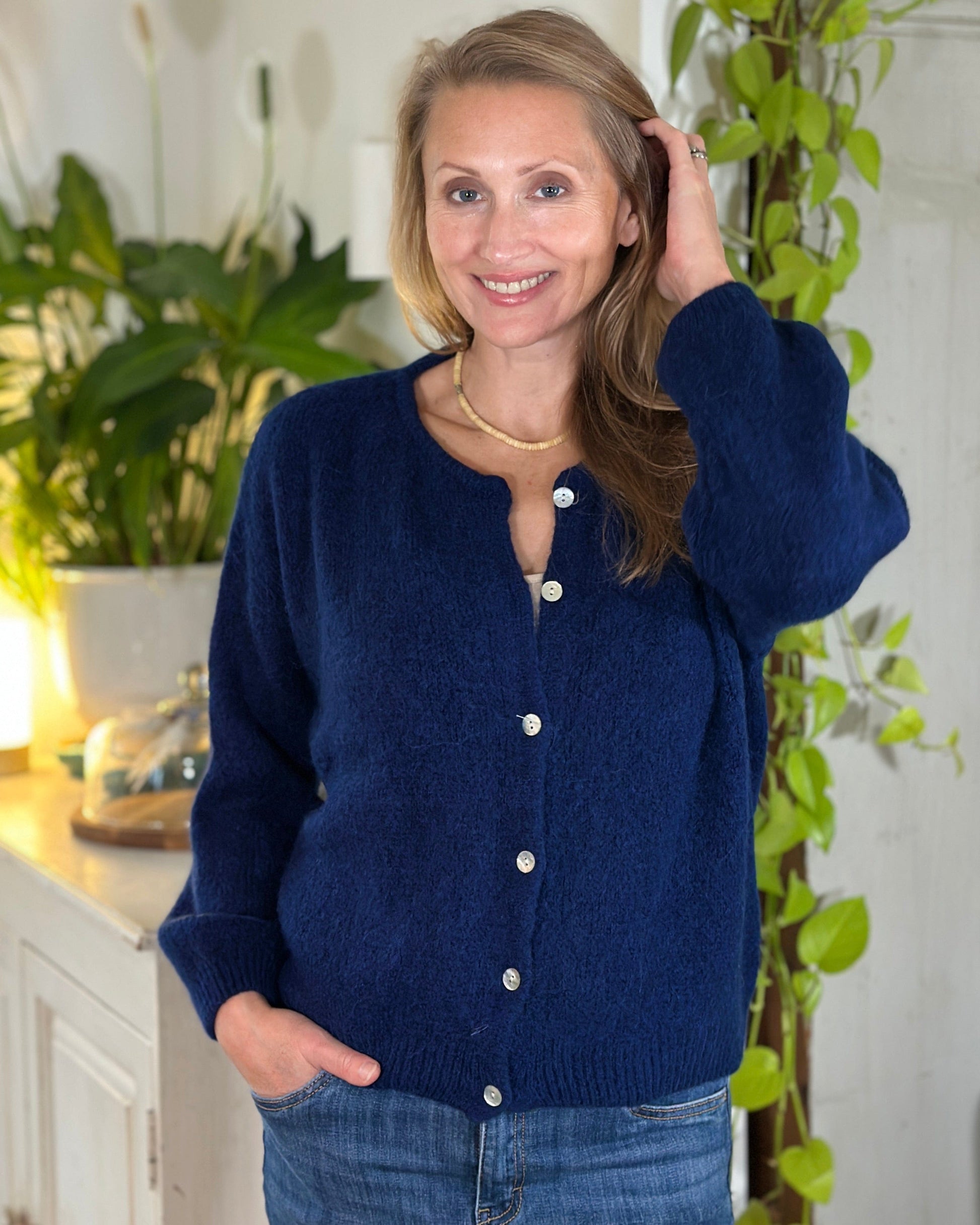 Clothing Soft Knit Alpaca Cardigan - Navy