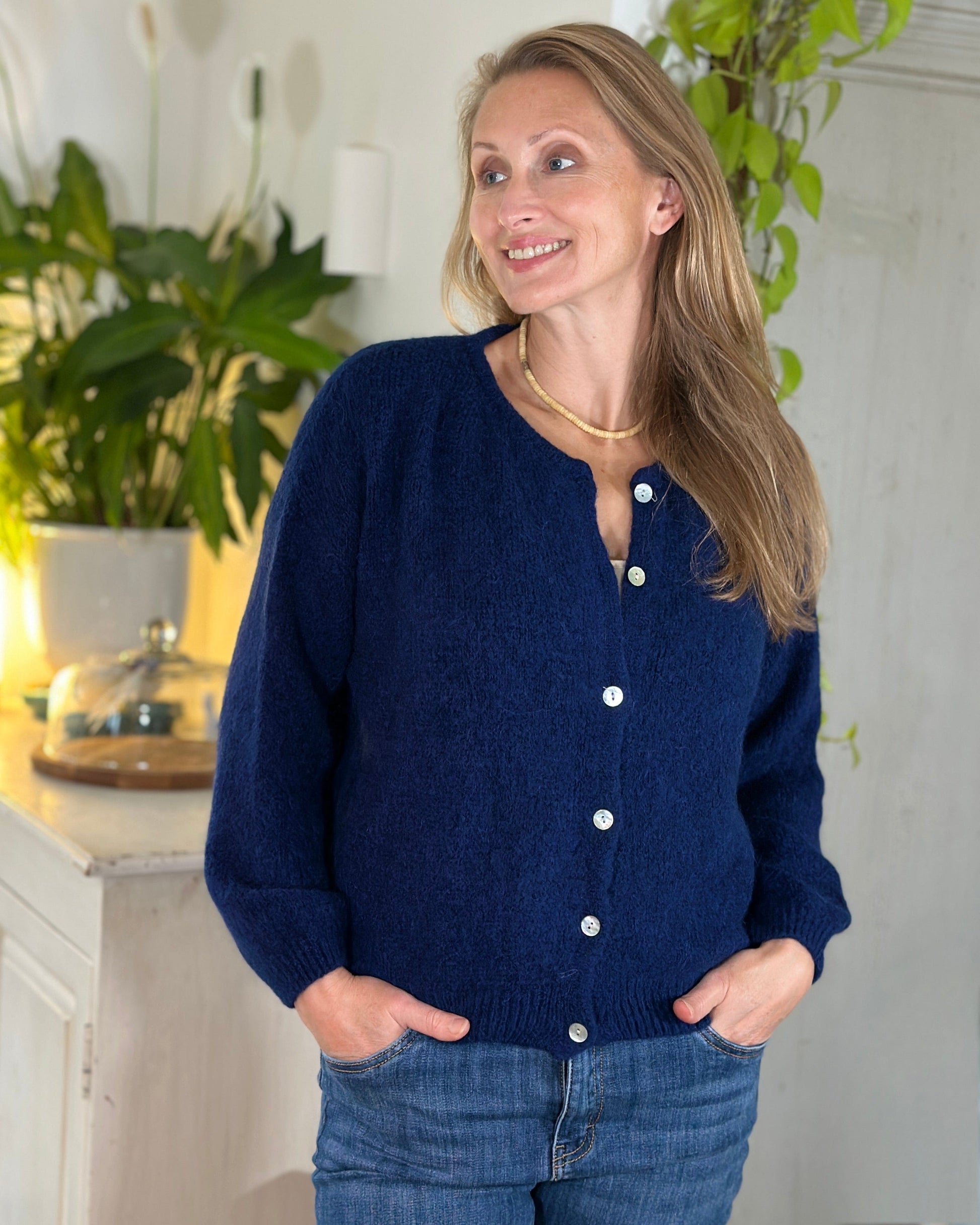 Clothing Soft Knit Alpaca Cardigan - Navy