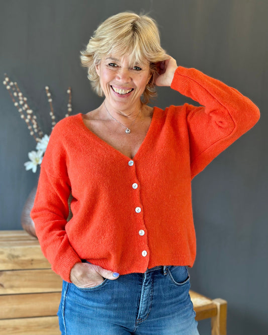 Clothing Soft Knit Alpaca Cardigan - Orange