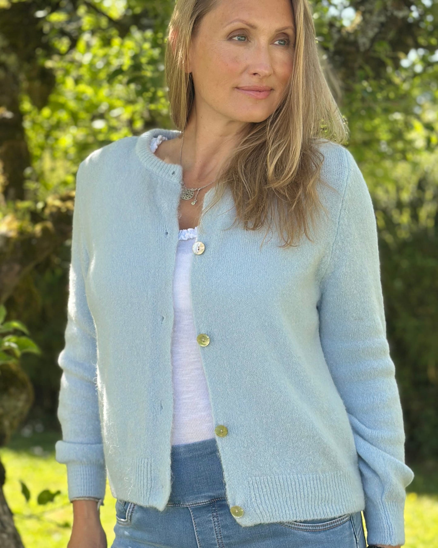 Clothing Soft Knit Alpaca Cardigan - Pale Blue