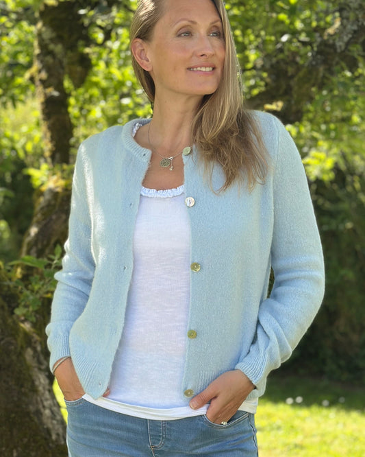 Clothing Soft Knit Alpaca Cardigan - Pale Blue