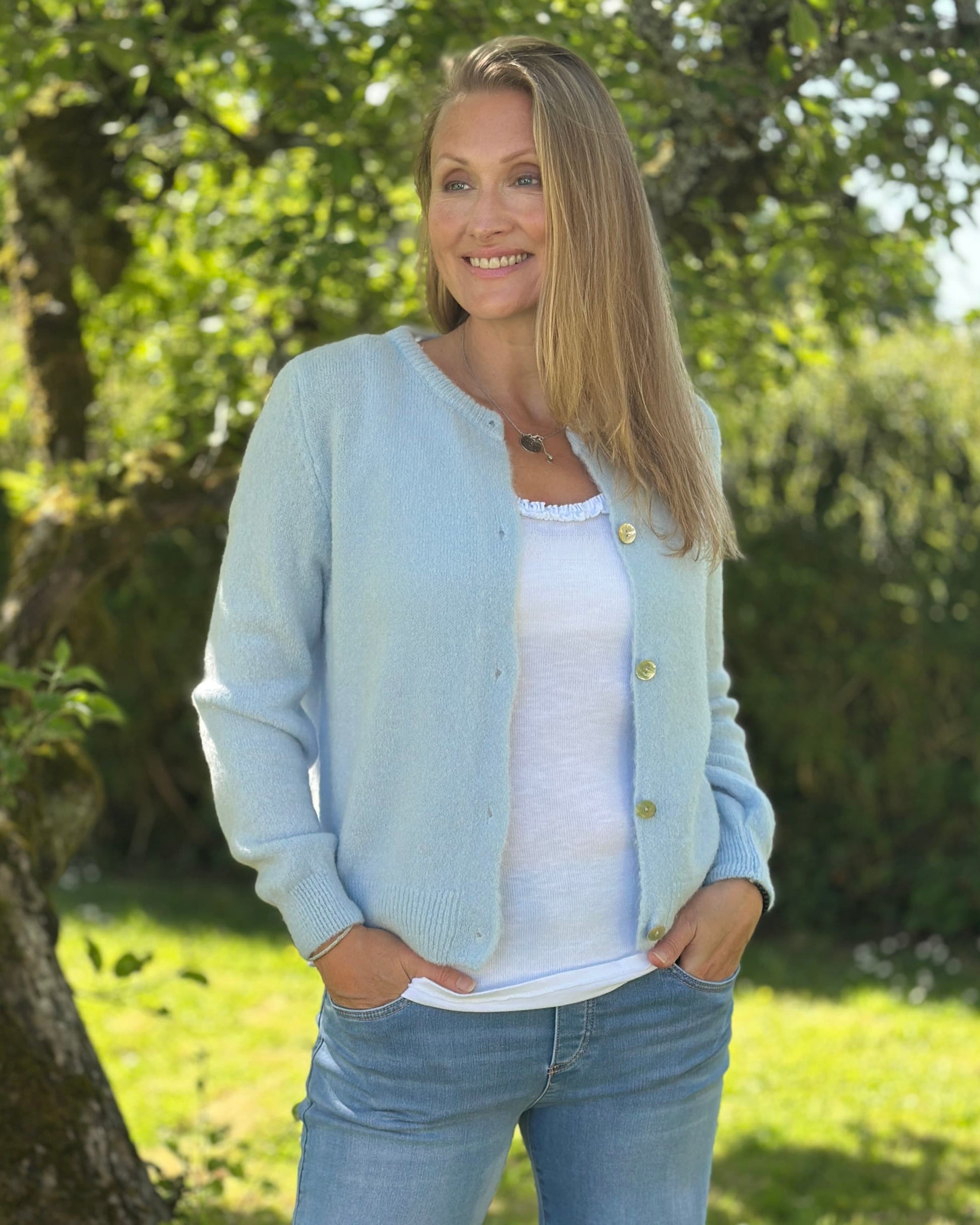 Clothing Soft Knit Alpaca Cardigan - Pale Blue