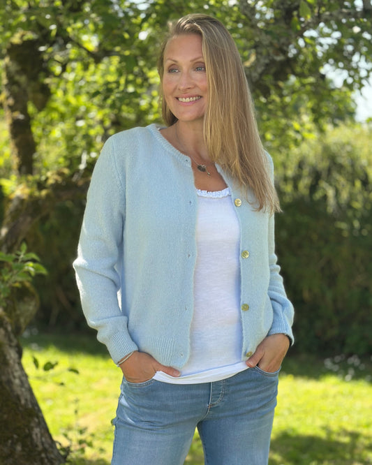 Clothing Soft Knit Alpaca Cardigan - Pale Blue