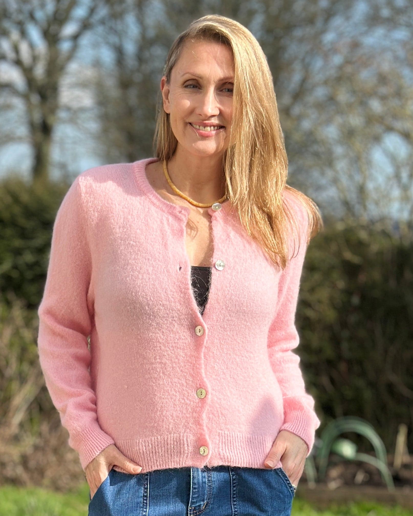 Clothing Soft Knit Alpaca Cardigan - Pink