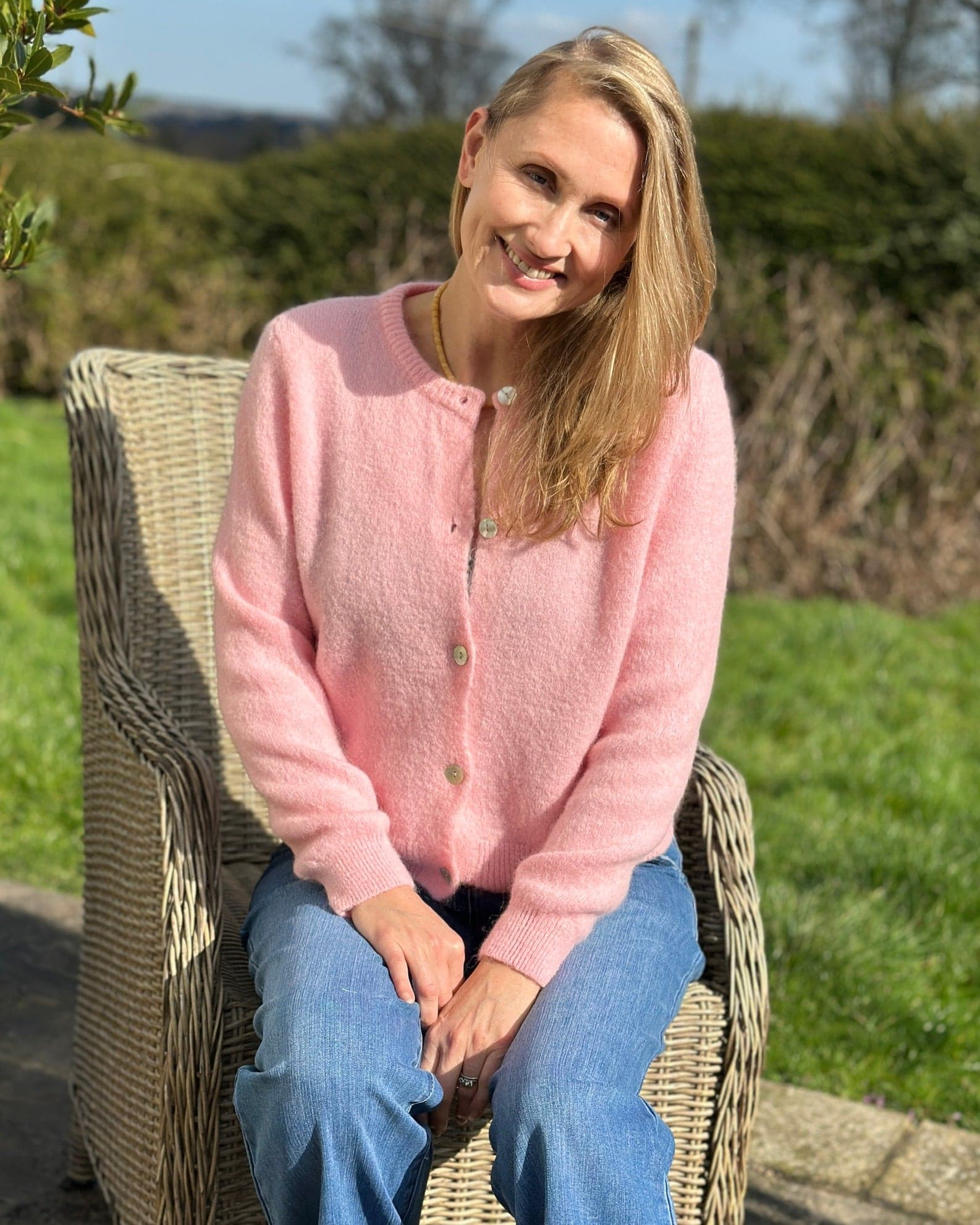 Clothing Soft Knit Alpaca Cardigan - Pink