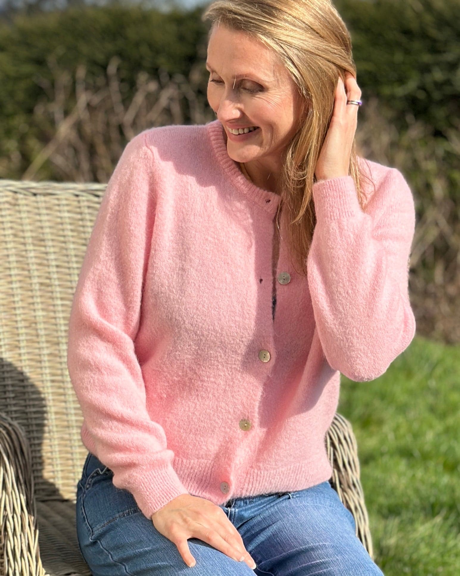 Clothing Soft Knit Alpaca Cardigan - Pink