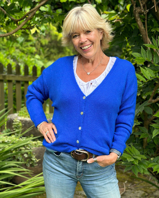 Clothing Soft Knit Alpaca Cardigan - Royal Blue