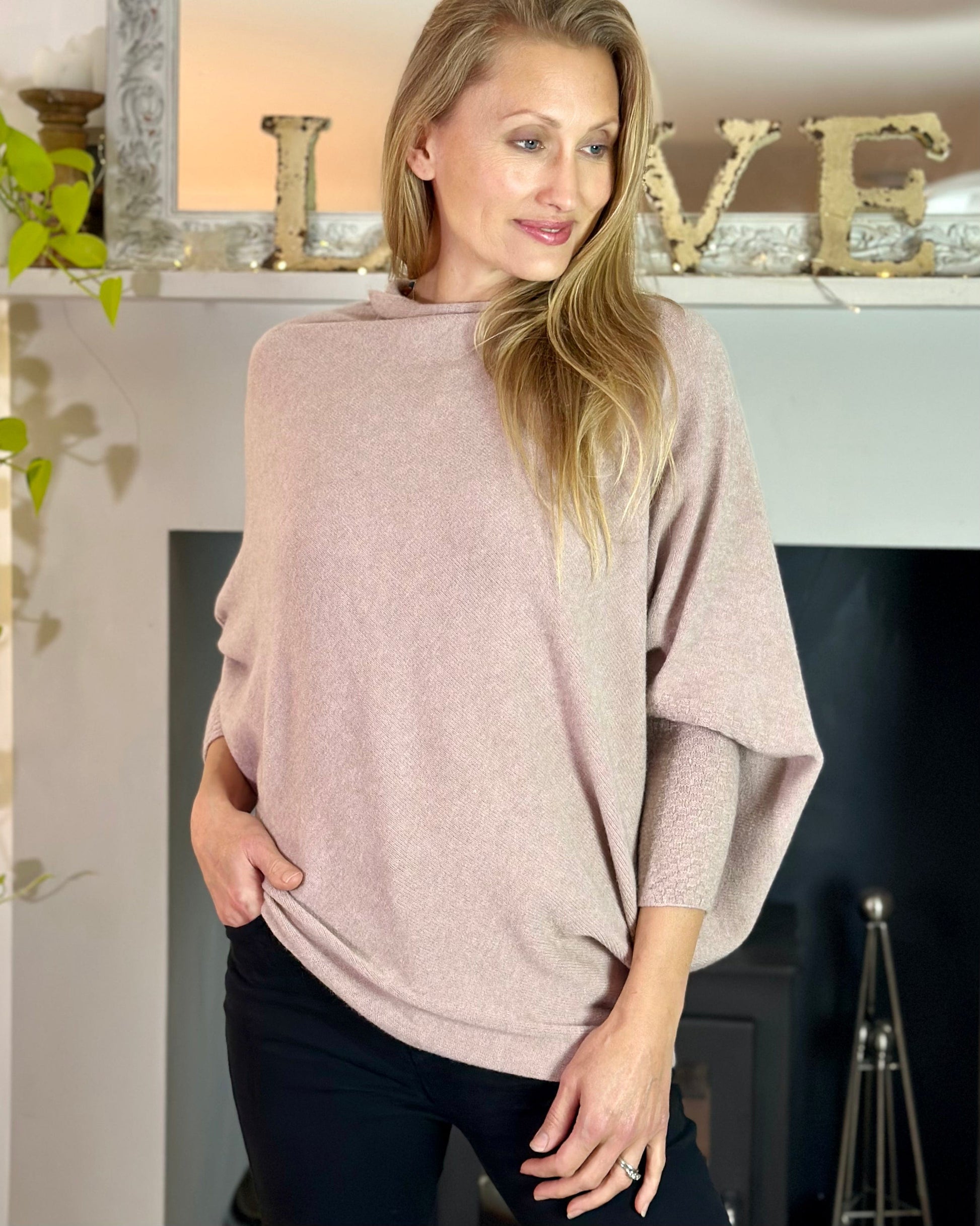 clothing Soft Knit Asymmetric Jumper - Antique Pink