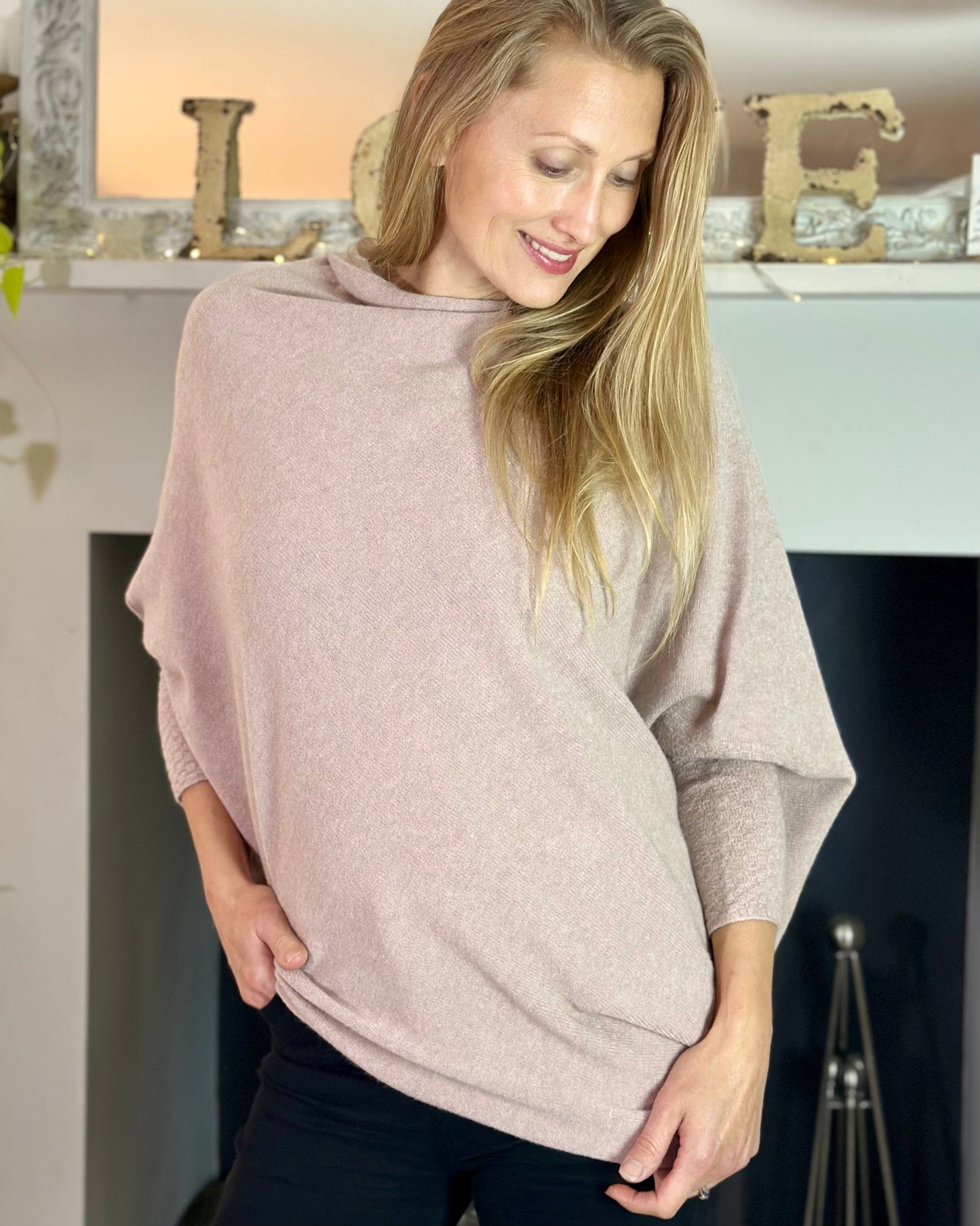 clothing Soft Knit Asymmetric Jumper - Antique Pink