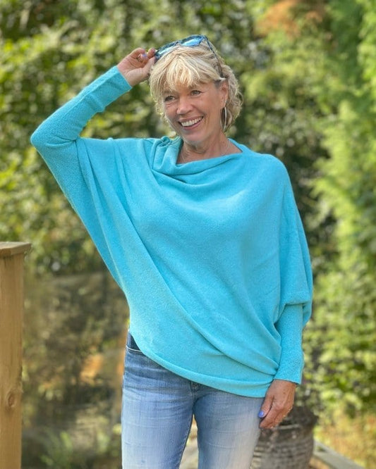clothing Soft Knit Asymmetric Jumper - Berilli Blue