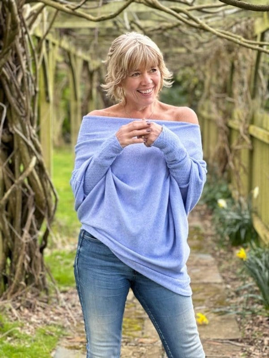 clothing Soft Knit Asymmetric Jumper - Blue Lilac