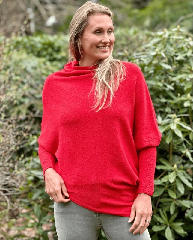 clothing Soft Knit Asymmetric Jumper - Bright Red