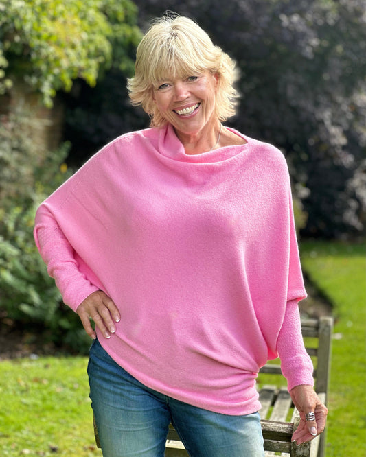 clothing Soft Knit Asymmetric Jumper - Bubblegum Pink