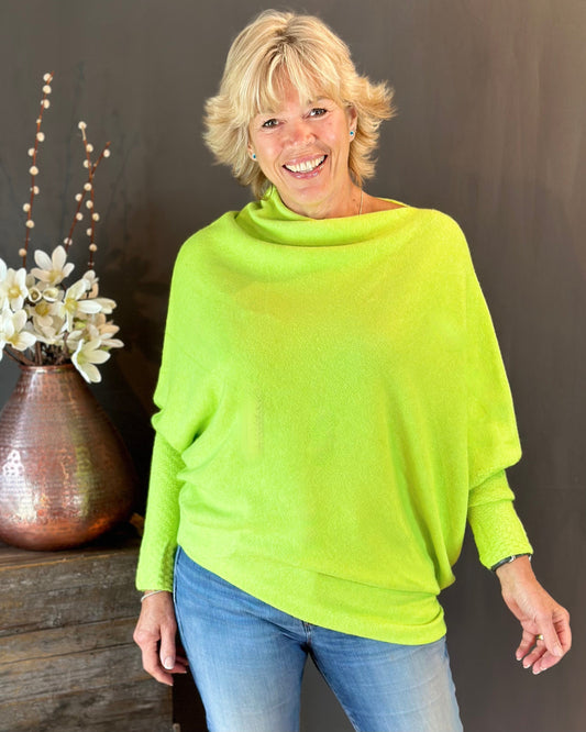 clothing Soft Knit Asymmetric Jumper - Citrus Green