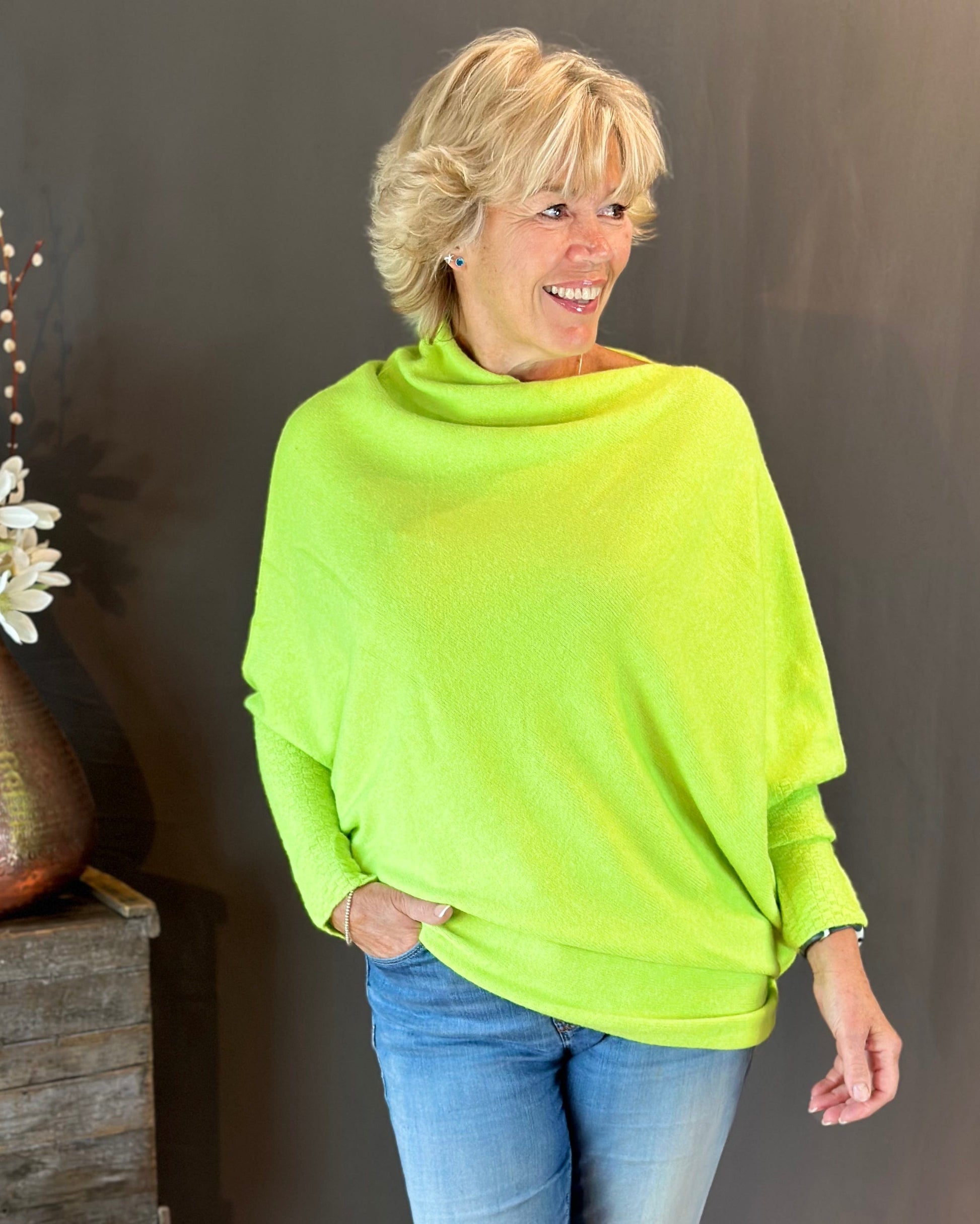 clothing Soft Knit Asymmetric Jumper - Citrus Green