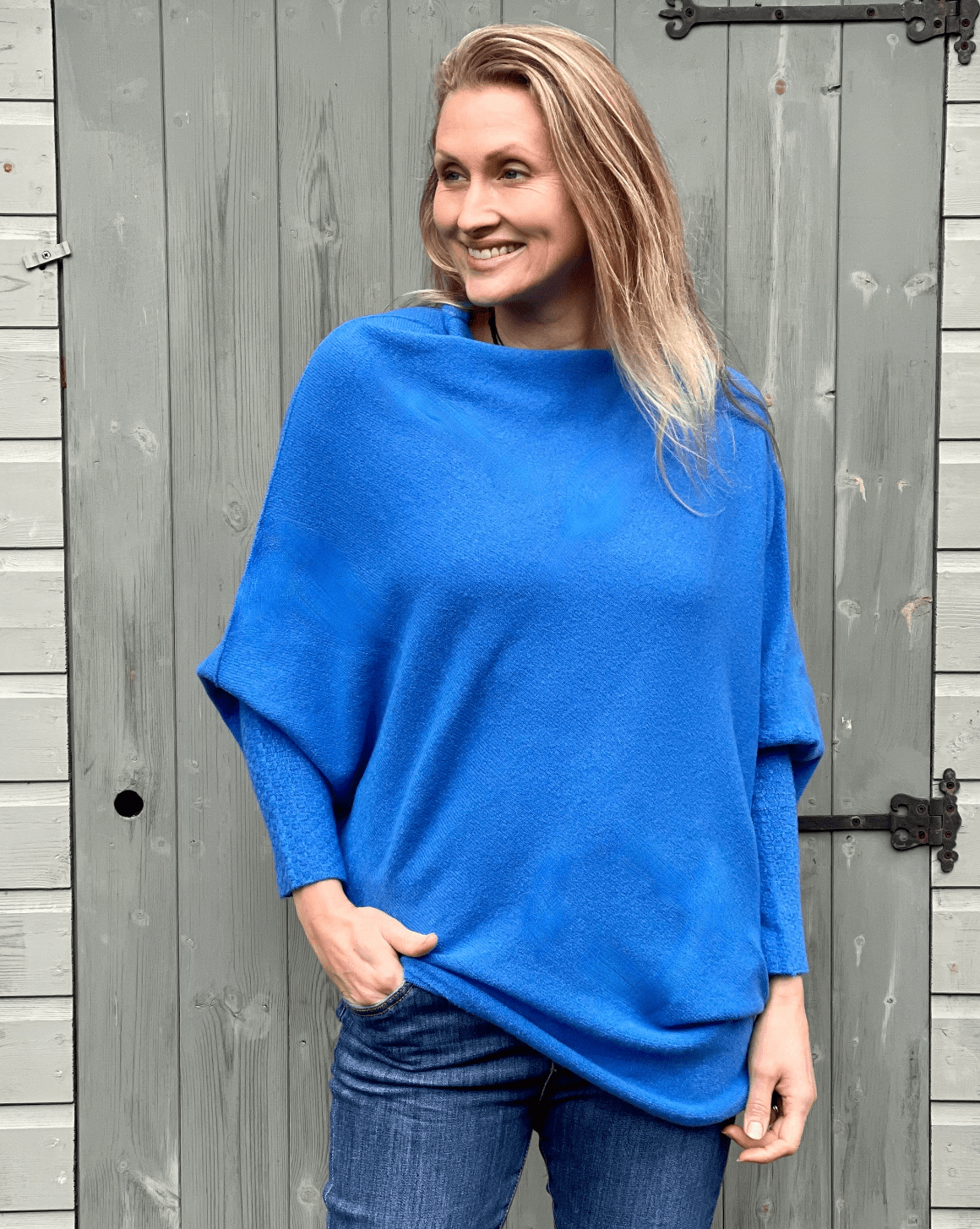 clothing Soft Knit Asymmetric Jumper - Cobalt Blue