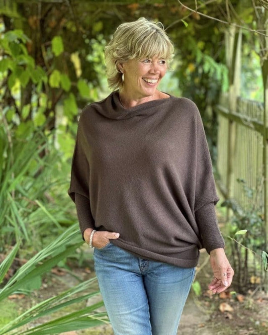 clothing Soft Knit Asymmetric Jumper - Dark Chocolate