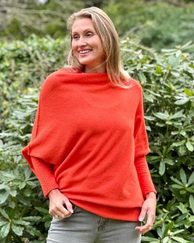 clothing Soft Knit Asymmetric Jumper - Dark Orange