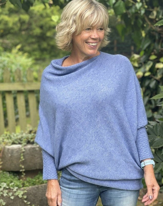 clothing Soft Knit Asymmetric Jumper - Denim Blue