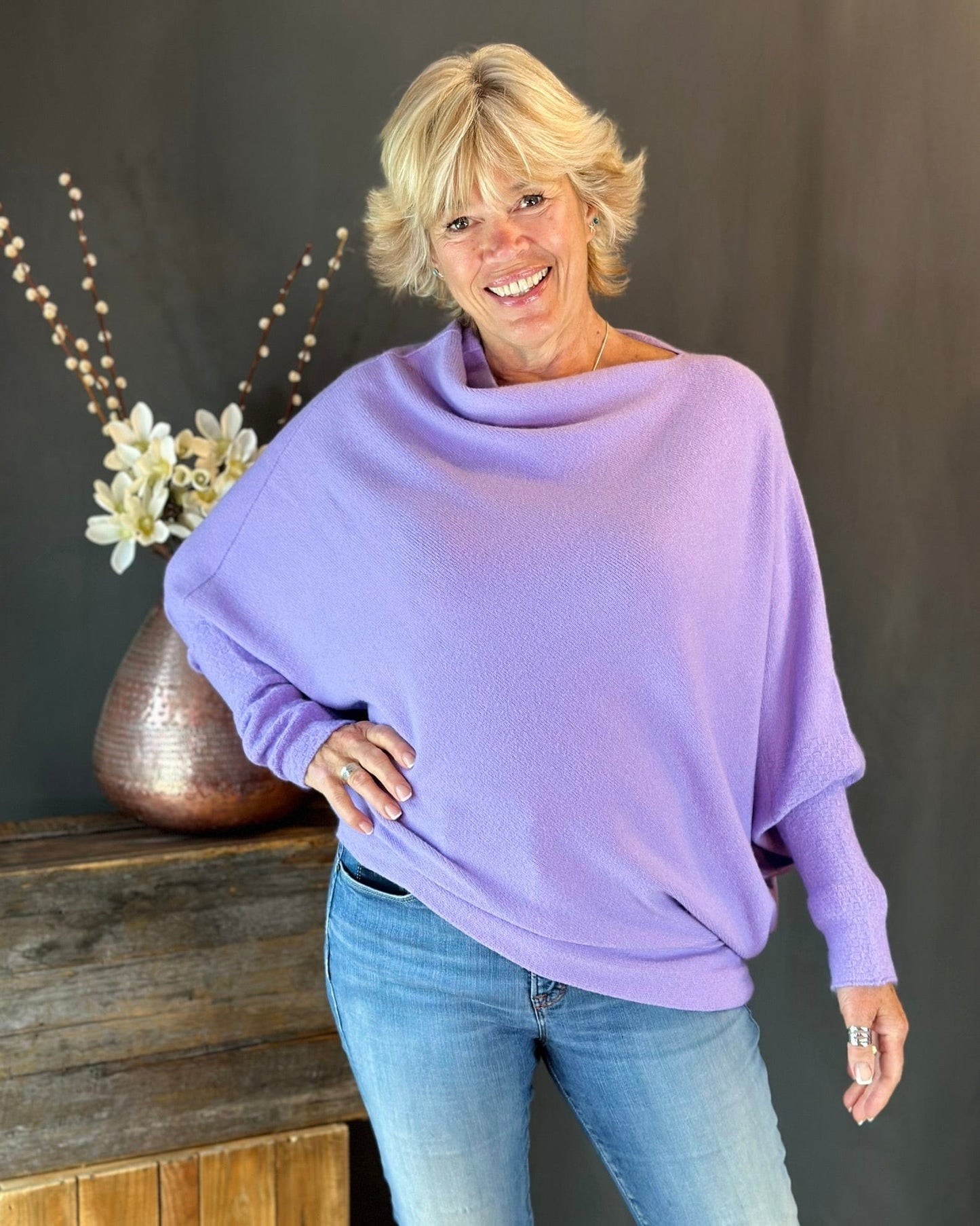 clothing Soft Knit Asymmetric Jumper - Lavender