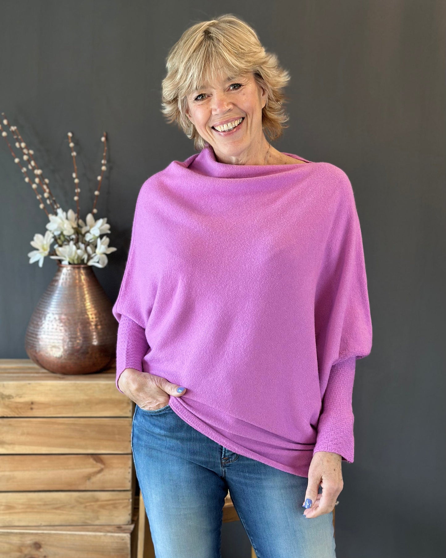 clothing Soft Knit Asymmetric Jumper - Lilac Pink