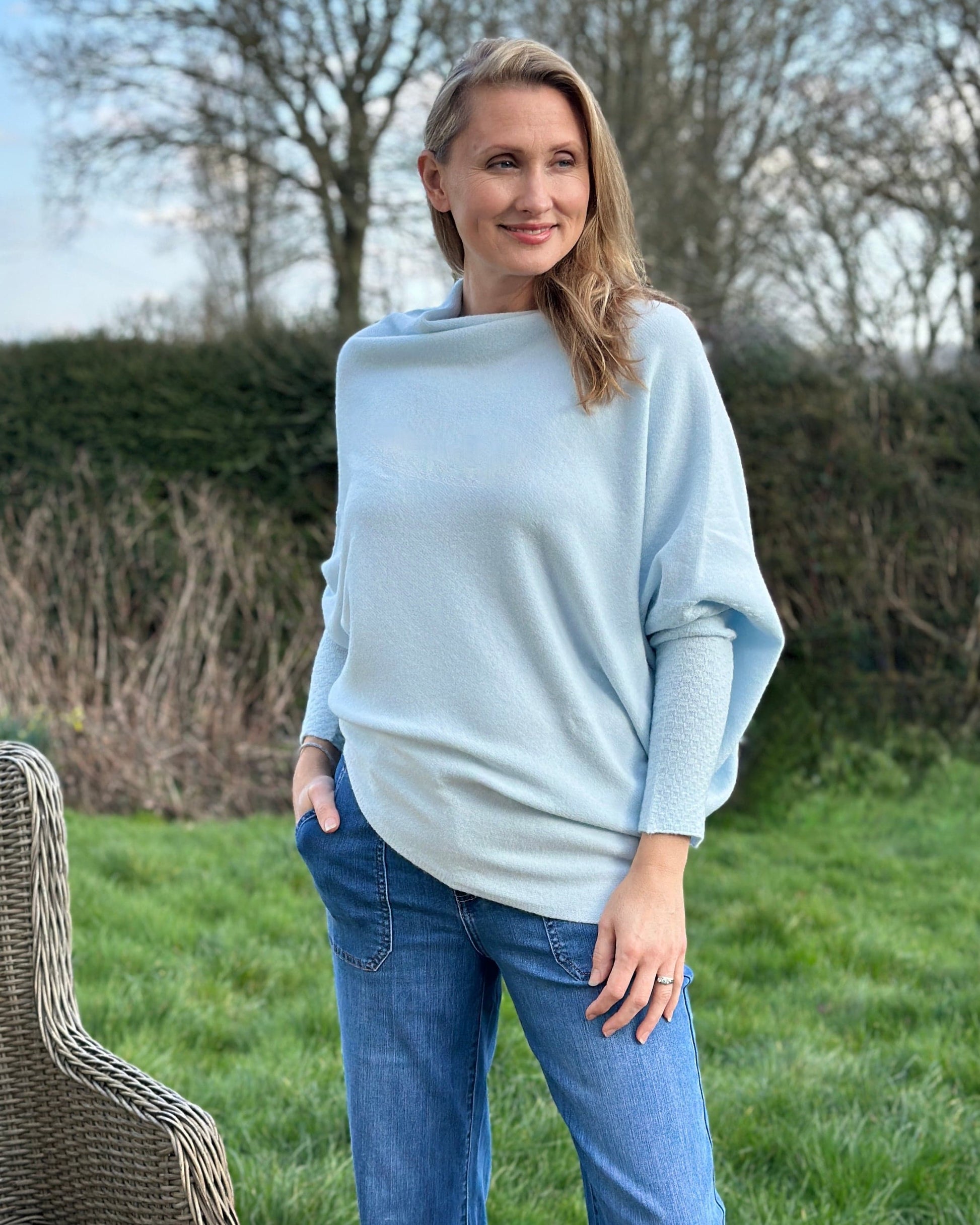 clothing Soft Knit Asymmetric Jumper - Pale Blue