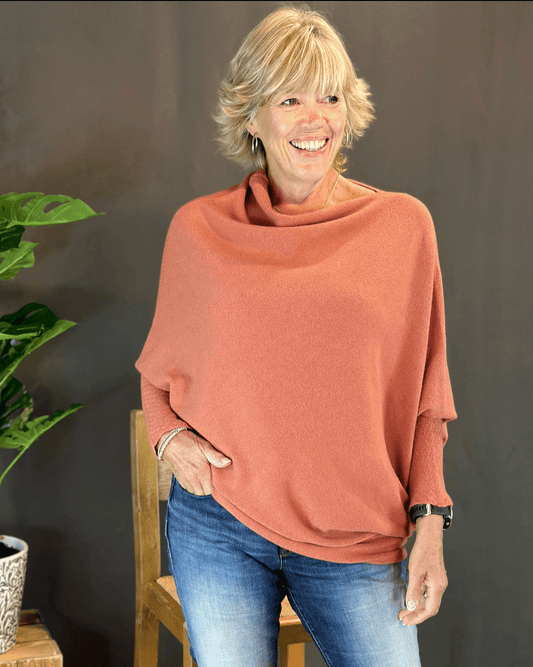 clothing Soft Knit Asymmetric Jumper - Pale Terracotta