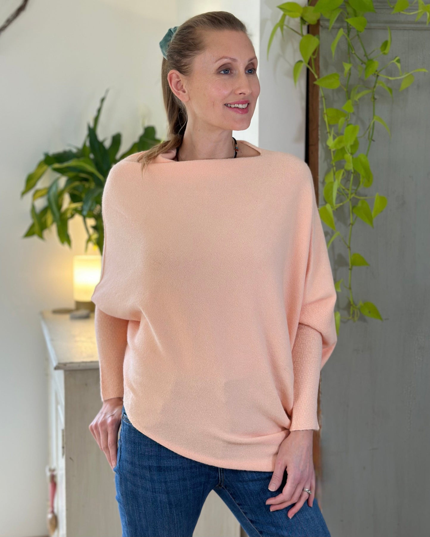 clothing Soft Knit Asymmetric Jumper - Peach